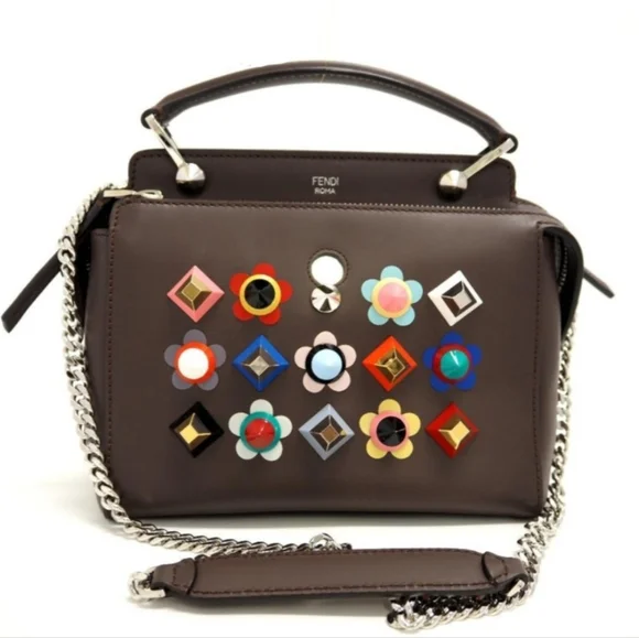 Fendi Large Brown Rainbow Two-way Bag With Pouch